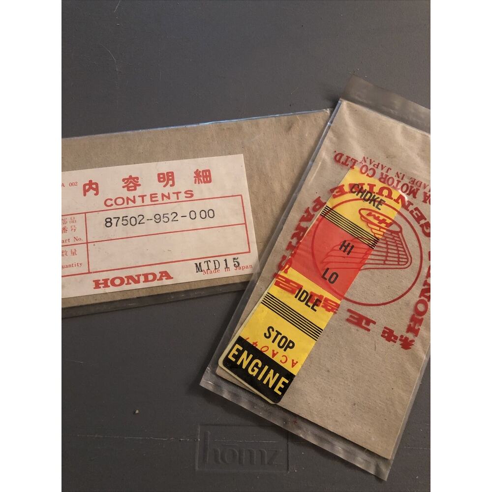 MARK,‎ CONTROL (ENGLISH) 87502-952-000 Honda Oem